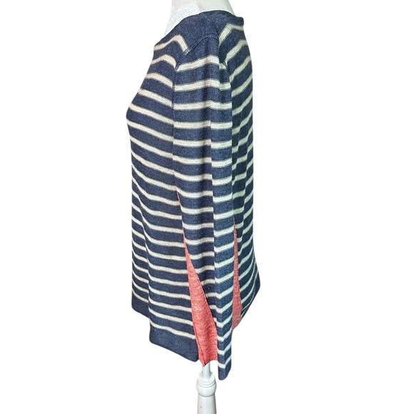 Tory Burch Blue and White Crew Neck Linen Sweater Size L - Picture 5 of 6